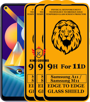KING COVERS Edge To Edge Tempered Glass for Samsung Galaxy M11(Pack of 3)