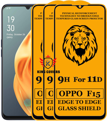 KING COVERS Edge To Edge Tempered Glass for Oppo F15(Pack of 3)