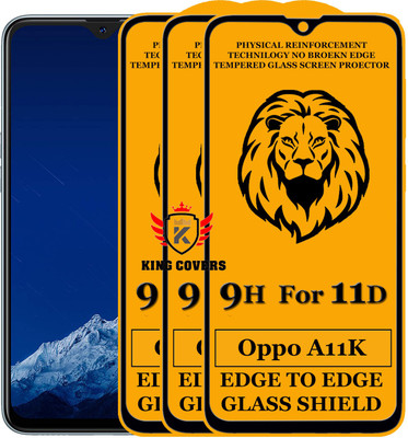 KING COVERS Edge To Edge Tempered Glass for Oppo A11k(Pack of 3)