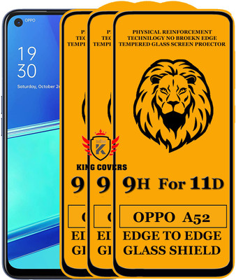 KING COVERS Edge To Edge Tempered Glass for Oppo A52(Pack of 3)
