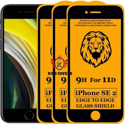 KING COVERS Edge To Edge Tempered Glass for Apple Iphone SE 2(2020)(Pack of 3)