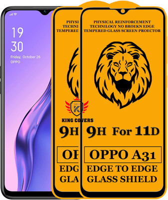 KING COVERS Edge To Edge Tempered Glass for Oppo A31(Pack of 2)