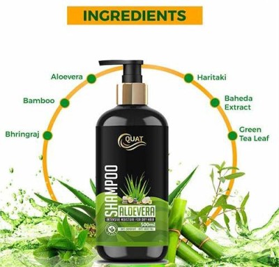 QUAT Aloe Vera Hair Cleanser Shampoo for Men and Women-Anti Hairfall and Anti Dandruff Shampoo ll Aloevera Shampoo For Intensive Moisutre For Dry Hair(300 ml)