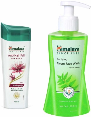 HIMALAYA Anti Hairfall Shampoo 400ml + Neem Face Wash 200ml Combo(600 ml)