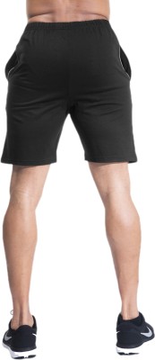 Decisive Solid Men Black Gym Shorts