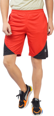 World Sports Color Block Men Red, Black Sports Shorts