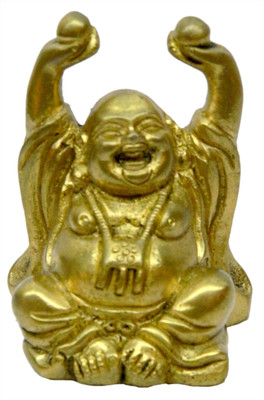 B H A R A T H A A T Brass Laughing Buddha Statue Murti Idol Showpiece (1.5 x 1.5 x 3 inches) Decorative Showpiece  -  7.62 cm(Brass, Yellow)