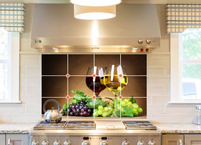 DivineDesigns 61 cm Grapes and Wine Self Adhesive Sticker(Pack of 1)