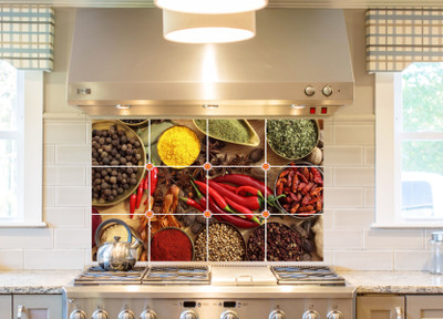 DivineDesigns 61 cm Red Chilli and Mix Spices Self Adhesive Sticker(Pack of 1)