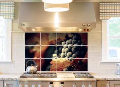 DivineDesigns 61 cm Black Grapes and Leaves Self Adhesive Sticker(Pack of 1)