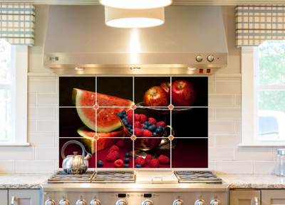 DivineDesigns 61 cm Apple Berries and Watermelon Self Adhesive Sticker(Pack of 1)