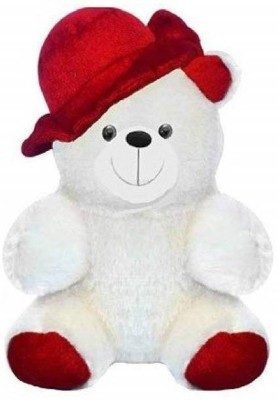 KPN White In Red Cap Teddy Bear Soft toy for Kids Playing teddy Bear in size Of 30 Cm  - 30 cm(White)