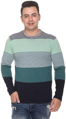 BLACK BLINK Striped Men Round Neck Multicolor T-Shirt