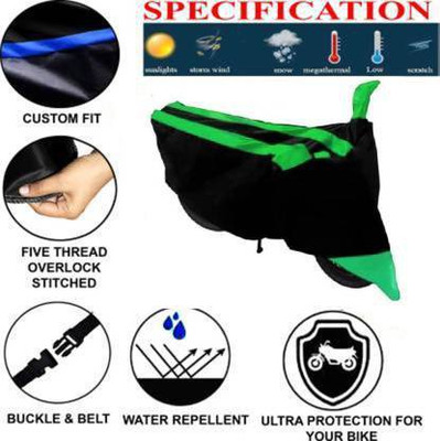 SRINANDINI Waterproof Two Wheeler Cover for Bajaj(Discover 110, Black, Green)