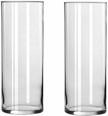 Virya Cylindrical Crystal Clear Glass Vase Flower Pot for Table for Home/Office Decor (without flowers)Pack of 2 Glass Vase(12 inch, Clear)