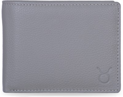 Hide horn Men Casual Grey Genuine Leather Wallet(10 Card Slots)