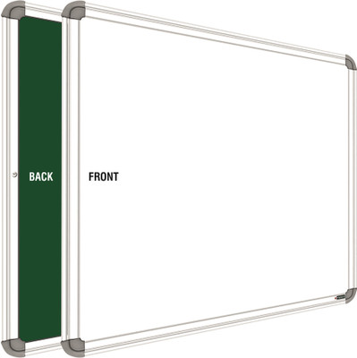 YAJNAS Non Magnetic 1.5x2 Feet, Double-Sided Writing Whiteboard & Chalkboard, Pack of 1 Board Whiteboards(White, Green)