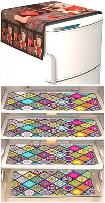 Crafteal Refrigerator  Cover(Width: 55 cm, Multicolor)
