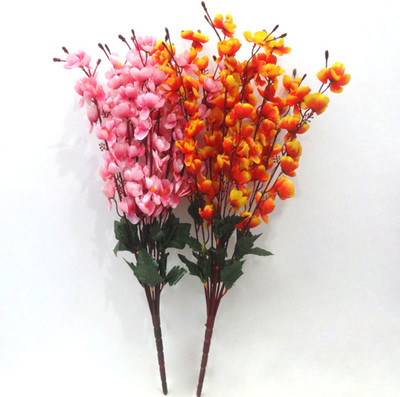 OM COLLECTIONS Orchids Artificial Flower Multicolor Orchids Artificial Flower(22 inch, Pack of 2, Flower Bunch)