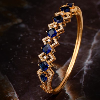 SARAF RS JEWELLERY Brass Cubic Zirconia Gold-plated Bracelet