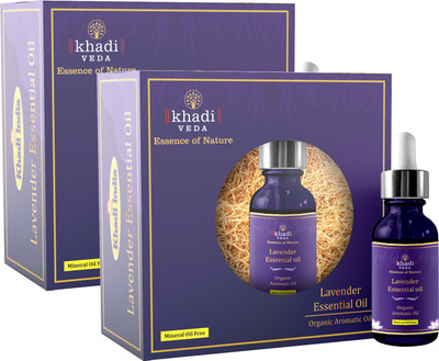 khadi veda Lavender Bath Essential Oil - 10 ml - pack of 2 - for relaxing body & Mind(10 ml)
