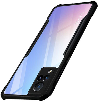 ELEF Back Cover for VIVO V21 Hybrid TPU & PC Transparent Back Crystal Clear Camera Protection Bumper Case(Black, Flexible, Pack of: 1)