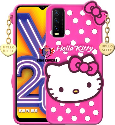 KING COVERS Back Cover for Vivo Y20g- Hello Kitty Case | 3D Cute Doll | Soft Girl Back Cover with Pendant(Pink, Flexible, Pack of: 1)