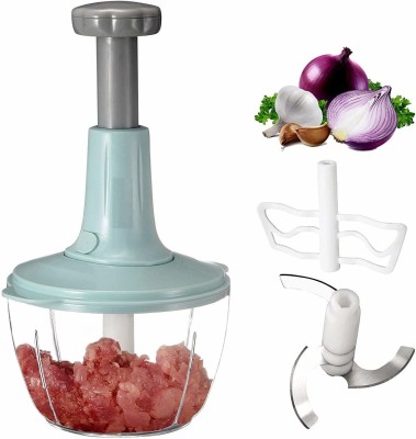 Lakhani Fashion Manual Speedy Hand Press Food Chopper-Care Bliss BPA Free Stainless Steel Blade Onion Chopper for Vegetables Fruits Nuts and More-Egg Whisk-Salad Spinner Vegetable & Fruit Chopper Vegetable Chopper(1)