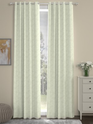 ROSARA HOME 275 cm (9 ft) Polyester Semi Transparent Long Door Curtain (Pack Of 2)(Self Design, Off White)