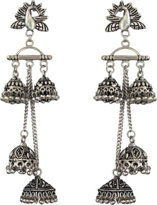 D9JEWELS Oxidised Peacock German Silver Jhumki Earring Beads Alloy Jhumki Earring
