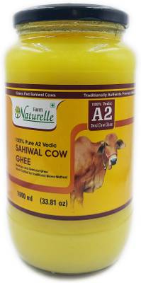 Farm Naturelle 100% Pure Desi Sahiwal Cow Ghee from A2 Milk Big Glass Bottle Ghee 1 kg Glass Bottle