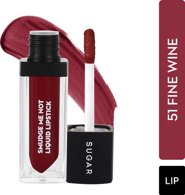 SUGAR Cosmetics Smudge Me Not Liquid Matte Lipstick,Transferproof & Enriched with Vitamin E(51 Fine Wine (Burgundy Red), 4.5 g)