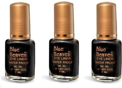 BLUE HEAVEN Waterproof Eyeliner Regular 7 ml (Black) pack of 3 pc 21 ml(Black)