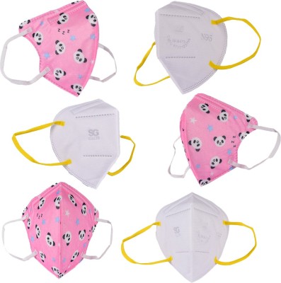 SG HEALTH NOISH Certified N95 Adult White and kids Pink Mask Made in India Pack of 6 Reusable Cloth Mask(Multicolor, Free Size, Pack of 6)