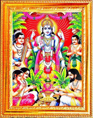 SUNINOW Satya Narayan Religious Frame (42 x 32 cm )| GOD PHOTO FRAMES Religious Frame