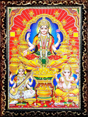 SUNINOW Laxmi Ganesh Saraswati photo frame | Hindu Deity Religious Frame