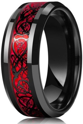 Heer Collection Dragon Black Red Base Stainless Steel Finger Ring - Thumb Ring Valentine gift Intelligent Smart Ring Fashion Jewellery Collection propose Lovers Fancy Party wear Stylish latest design Heart king Couples Love Golden Black Blue Mens Style Thumb Smart Band Gold plated Name Letter Hand F