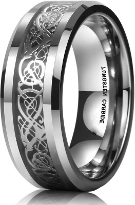 Heer Collection Dragon Black Silver Base Stainless Steel Finger Ring - Thumb Ring Valentine gift Intelligent Smart Ring Fashion Jewellery Collection propose Lovers Fancy Party wear Stylish latest design Heart king Couples Love Golden Black Blue Mens Style Thumb Smart Band Gold plated Name Letter Han