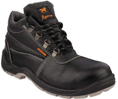 Agarson Steel Toe Synthetic Leather Safety Shoe(Black, Grey, S1, Size 6)