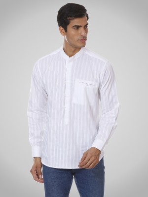 Shirt Theory Men Striped Casual White Shirt