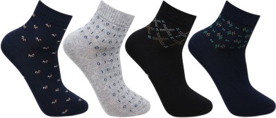 BONJOUR Designer Office/ Business/ Formal Ankle Length Socks for Men Printed Ankle Length(Pack of 4)