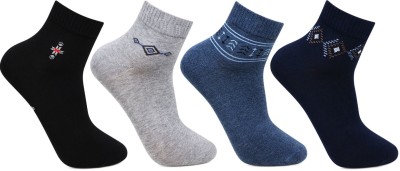 BONJOUR Designer Office/ Business/ Formal Ankle Length Socks for Men Self Design, Solid, Printed Ankle Length(Pack of 4)