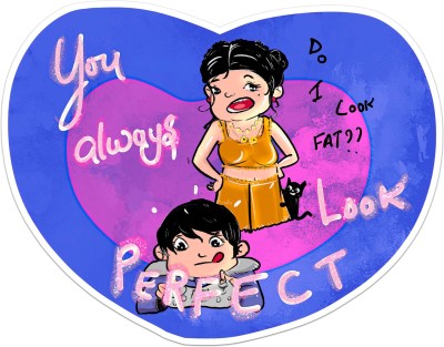 KUKARMA STICKER 10 cm you always look perfect Regular Sticker Self Adhesive Sticker(Pack of 1)