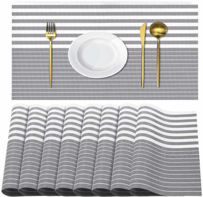 Lucacci Rectangular Pack of 8 Table Placemat(Grey, PVC)