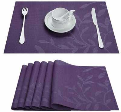 Lucacci Rectangular Pack of 6 Table Placemat(Purple, PVC)