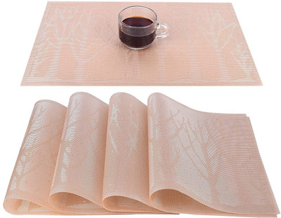 Lucacci Rectangular Pack of 4 Table Placemat(Gold, PVC)