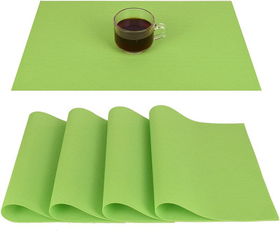 Lucacci Rectangular Pack of 4 Table Placemat(Green, PVC)