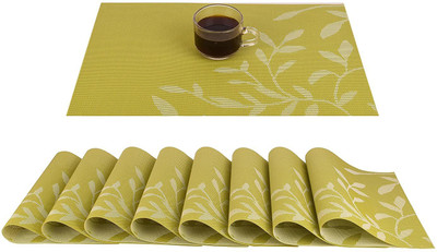 Lucacci Rectangular Pack of 8 Table Placemat(Light Green, PVC)
