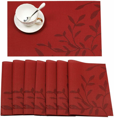 Lucacci Rectangular Pack of 8 Table Placemat(Red, PVC)