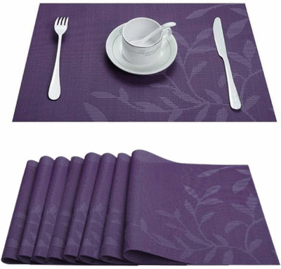 Lucacci Rectangular Pack of 8 Table Placemat(Purple, PVC)